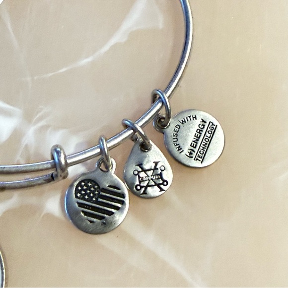 Alex and Ani Silver Bracelet with Orange Charm - Picture 2 of 5